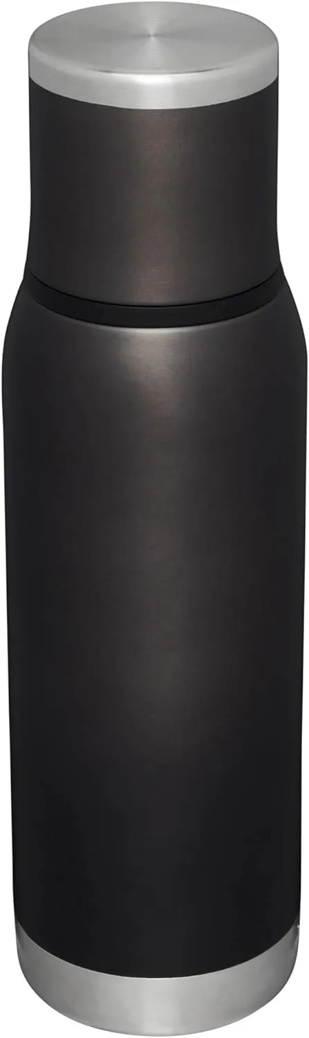 Stanley Adventure-To-Go Vacuum Bottle 25 oz | Wide Mouth with Leakproof Cup Lid | Keep Drinks Hot or Cold | Packable for Travel | Insulated Stainless Steel Thermos | BPA-Free | Charcoal Glow