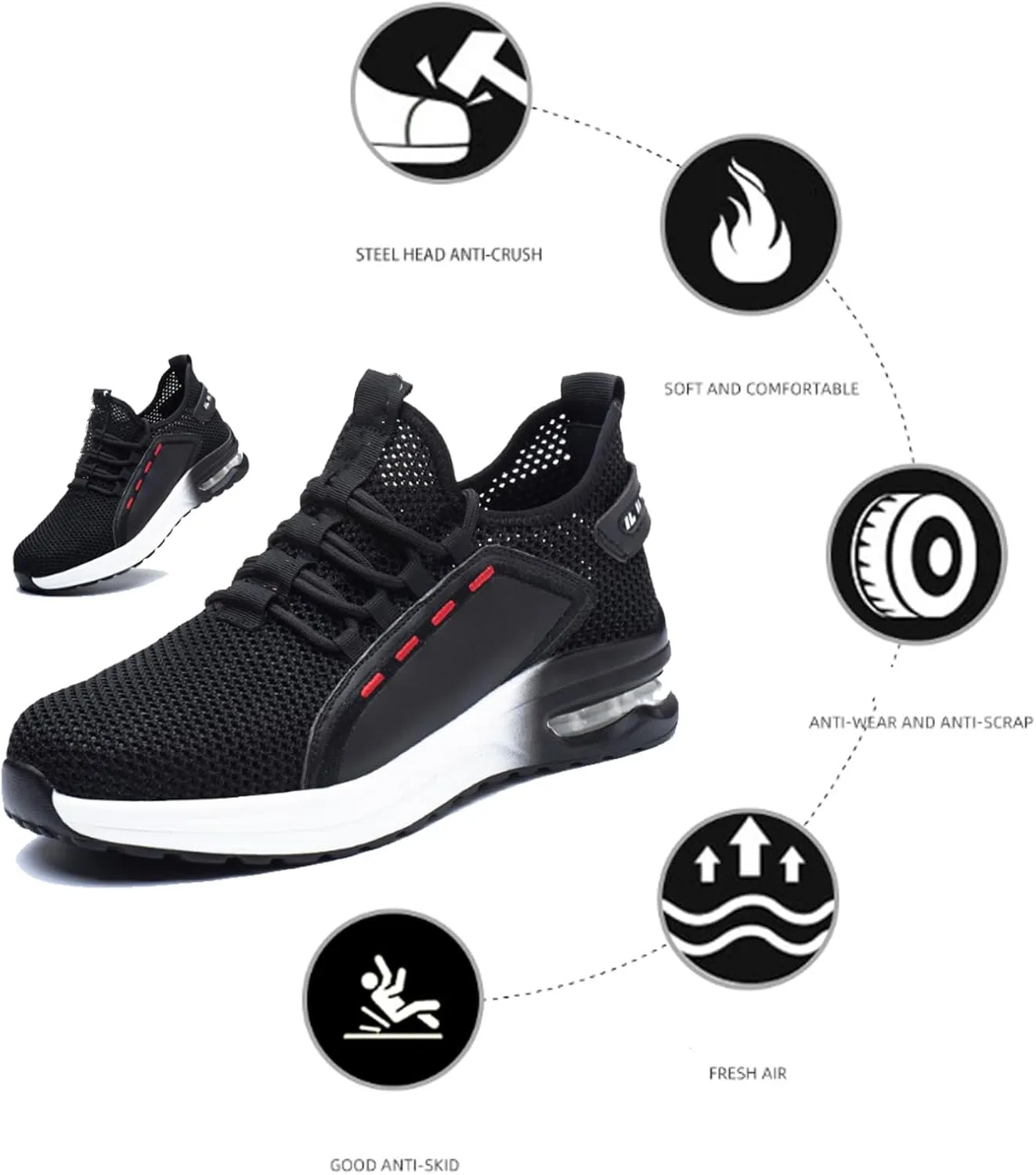 Steel Toe Indestructible Shoes Men Women Lightweight Puncture Resistant Safety Work Shoes Sneakers for Construction Working Breathable