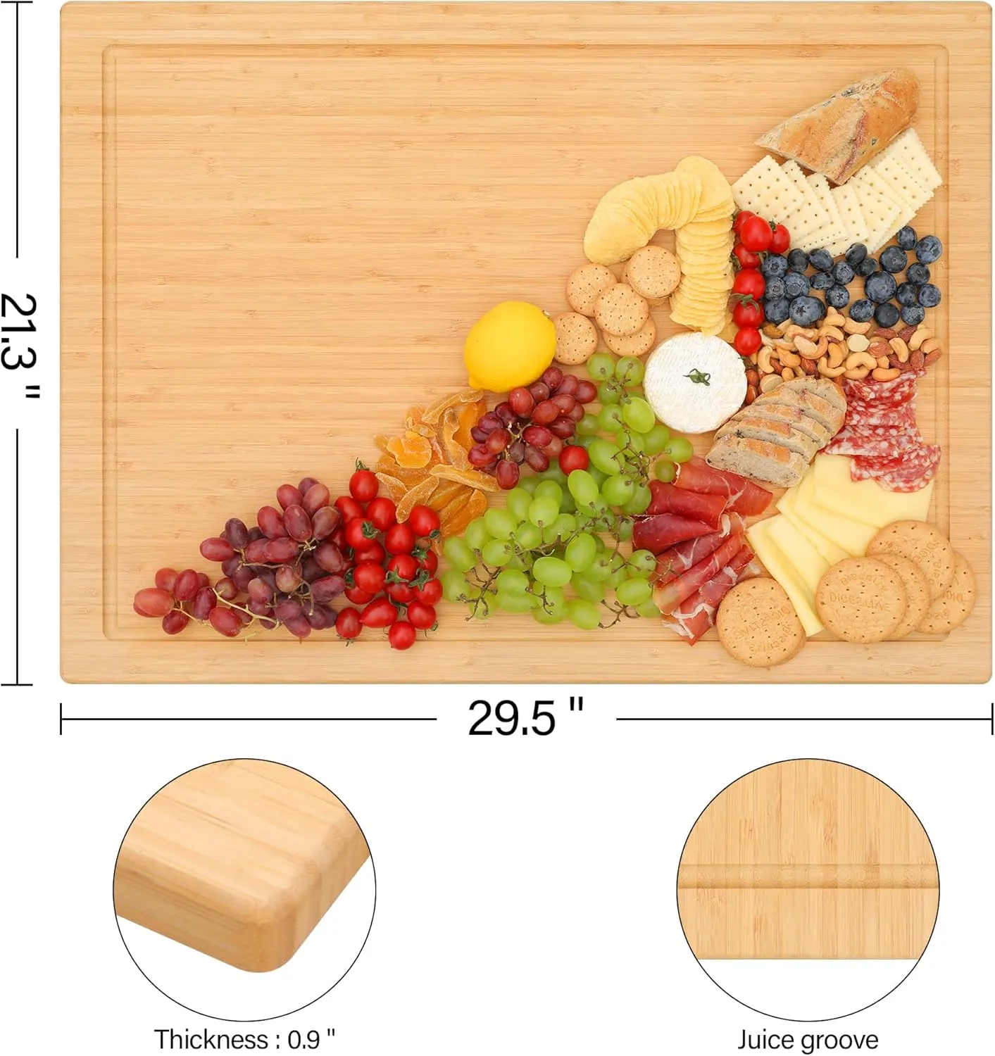 Stove Cover Board for Gas Stovetop - Raised Cutting Board with Legs and Juice Grooves, Adjustable Noodle Board Stove Cover for RV Stove Top (29.52"x21.65")
