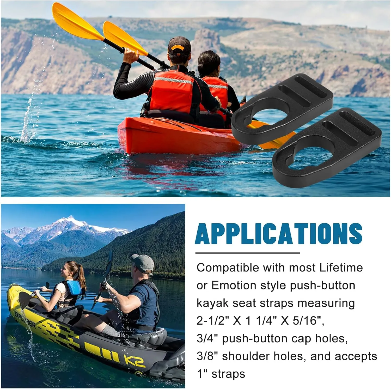 Strap Replacement Buckle Clip Aluminum Seat Clips Replaces Spare Parts Repair Kit Fit for Lifetime Emotion Style Button Type Seat Straps Repair Clip Compatible with Kayak Seats