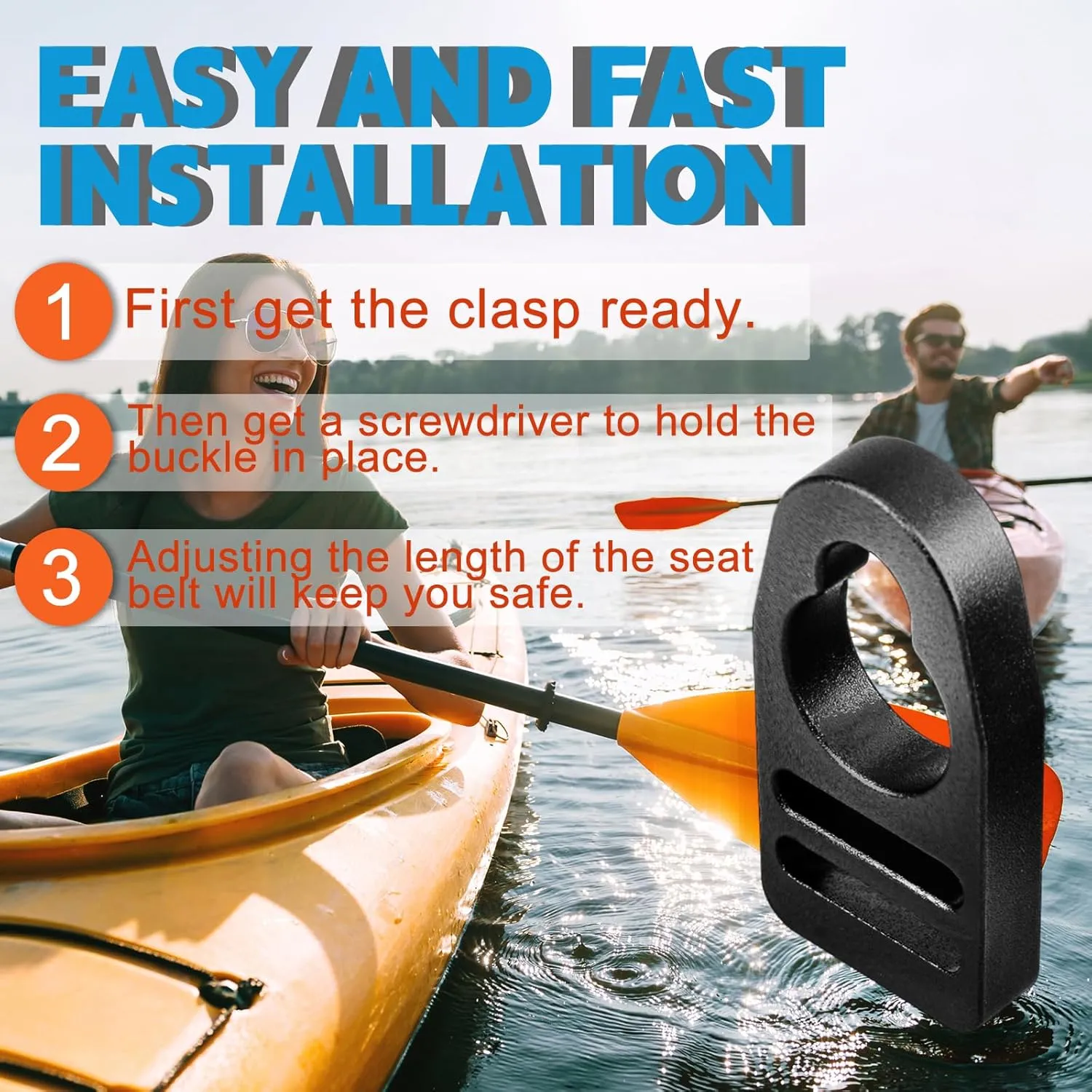 Strap Replacement Buckle Clip Aluminum Seat Clips Replaces Spare Parts Repair Kit Fit for Lifetime Emotion Style Button Type Seat Straps Repair Clip Compatible with Kayak Seats