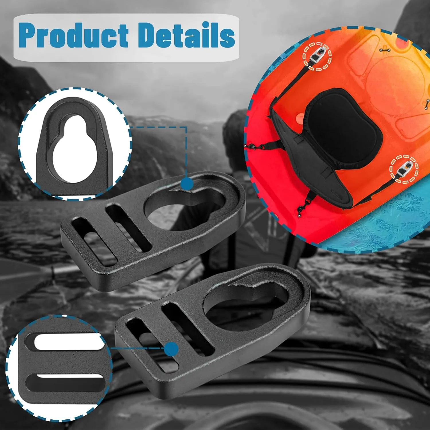 Strap Replacement Buckle Clip Aluminum Seat Clips Replaces Spare Parts Repair Kit Fit for Lifetime Emotion Style Button Type Seat Straps Repair Clip Compatible with Kayak Seats