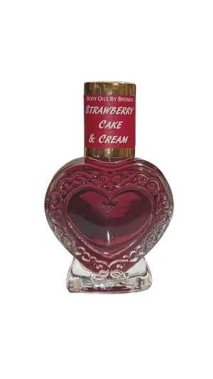 Strawberry Cake & Cream Body Oil-Perfumed Oil Gourmand Aroma-Fruity Floral Fragrance - Pure Uncut Alcohol Free (1/2 oz. heart)