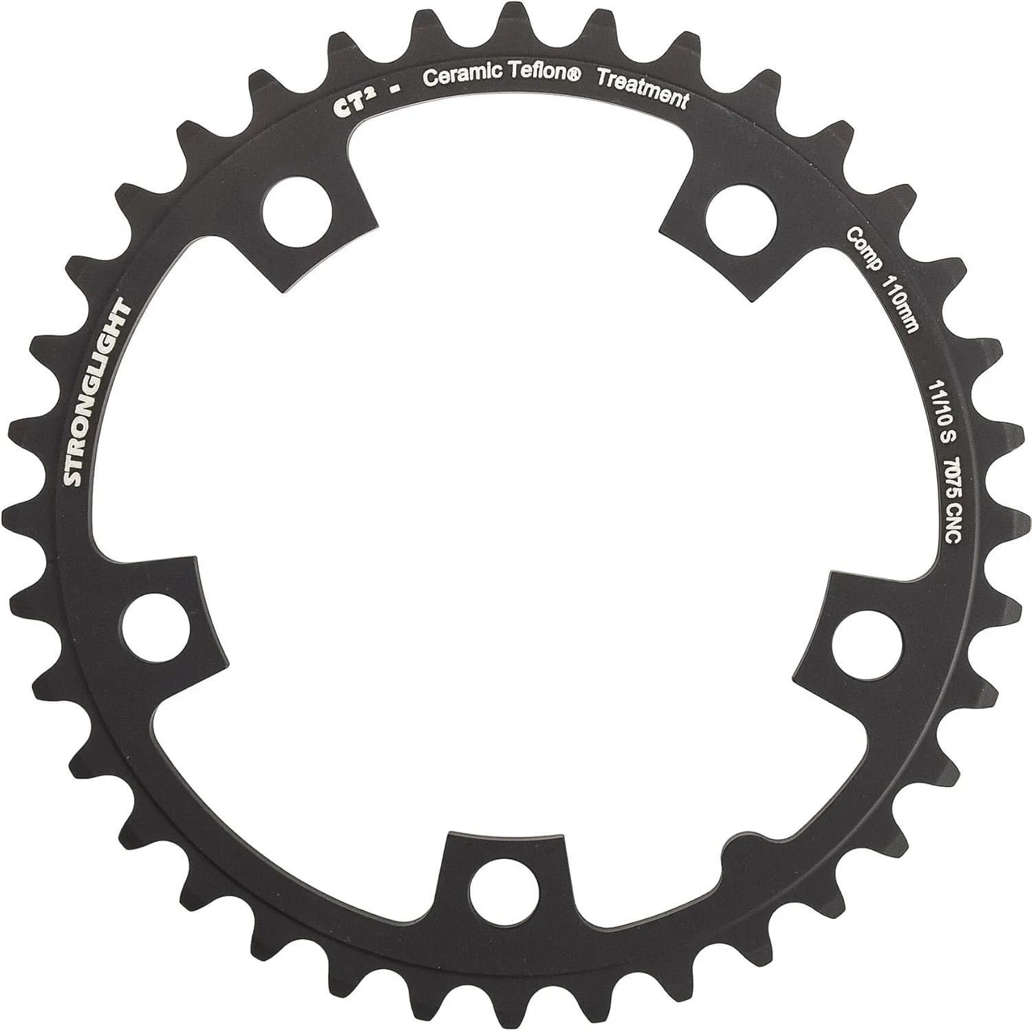 STRONGLIGHT Chainring Steel 5-Hole 110mm CT2 Ceramic Teflon Coating Black