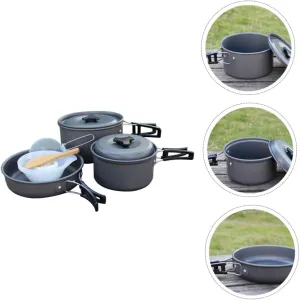 Style Camping Pan Portable Folding Cookware Kit for Propane Grill Complete Cooking Utensils