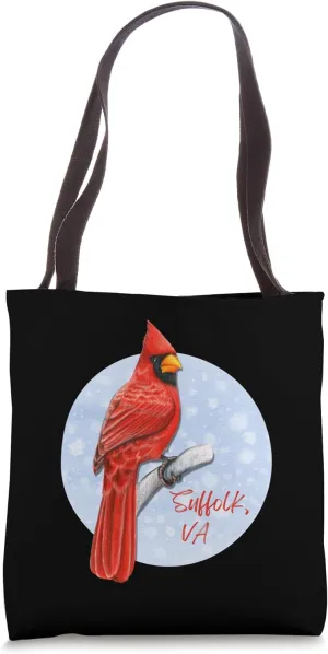 Suffolk, VA Pride Red Cardinal Birder, Birdwatching Tote Bag