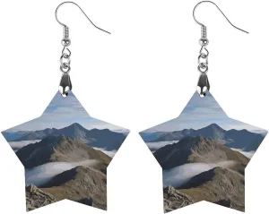 Summits And Ridges Wooden Earrings Jewelry Gifts, Lightweight Vintage Natural Wood Pendants Classic Artistic Wooden Earring Hooks for Women