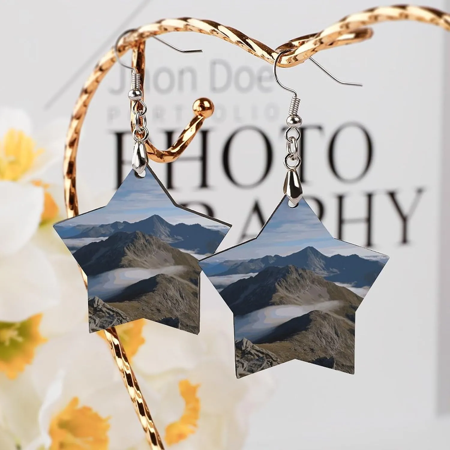 Summits And Ridges Wooden Earrings Jewelry Gifts, Lightweight Vintage Natural Wood Pendants Classic Artistic Wooden Earring Hooks for Women