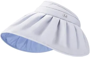 Sun Visor Hat for Women Wide Brim Foldable UPF 50  UV Protection Beach Cap Roll Up Packable Ponytail Shell Hats SLH3M433