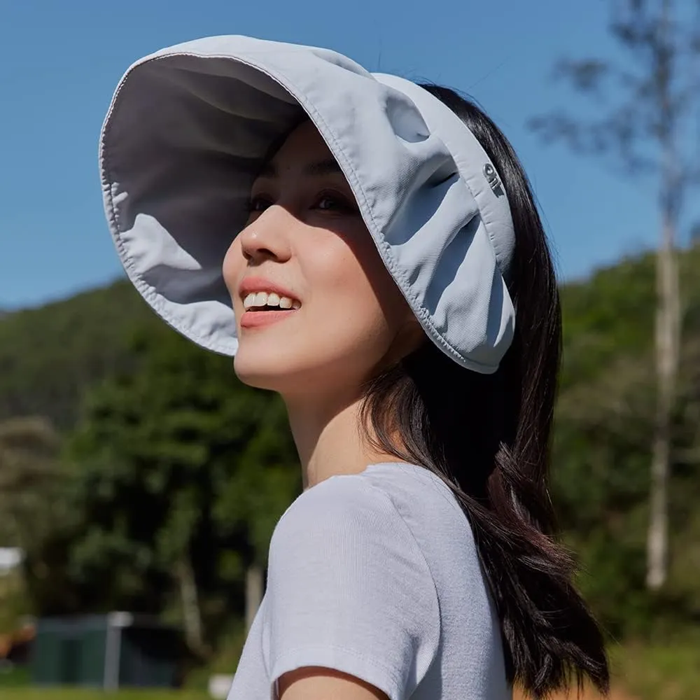 Sun Visor Hat for Women Wide Brim Foldable UPF 50  UV Protection Beach Cap Roll Up Packable Ponytail Shell Hats SLH3M433