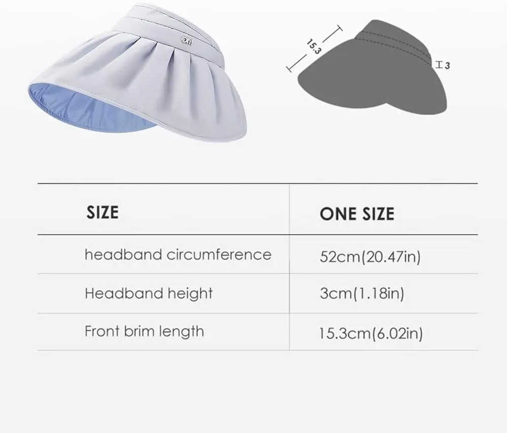 Sun Visor Hat for Women Wide Brim Foldable UPF 50  UV Protection Beach Cap Roll Up Packable Ponytail Shell Hats SLH3M433
