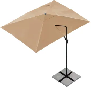 Sunnyglade 10x13Ft Cantilever Patio Umbrella Rectangular Deluxe Offset 360°Rotation & Integrated Tilting System Hanging Umbrella for Market Garden Deck Pool Backyard Patio (Tan)