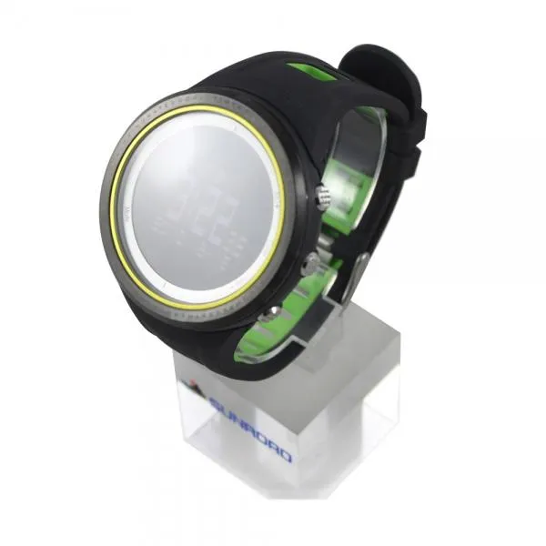 SUNROAD 5ATM Waterproof Digital Sports Watch with Altimeter Barometer Compass Pedometer Thermometer Green Black & Silver Edge