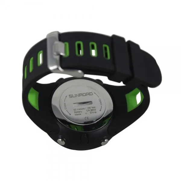 SUNROAD 5ATM Waterproof Digital Sports Watch with Altimeter Barometer Compass Pedometer Thermometer Green Black & Silver Edge
