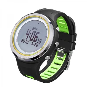 SUNROAD 5ATM Waterproof Digital Sports Watch with Altimeter Barometer Compass Pedometer Thermometer Green Black & Silver Edge