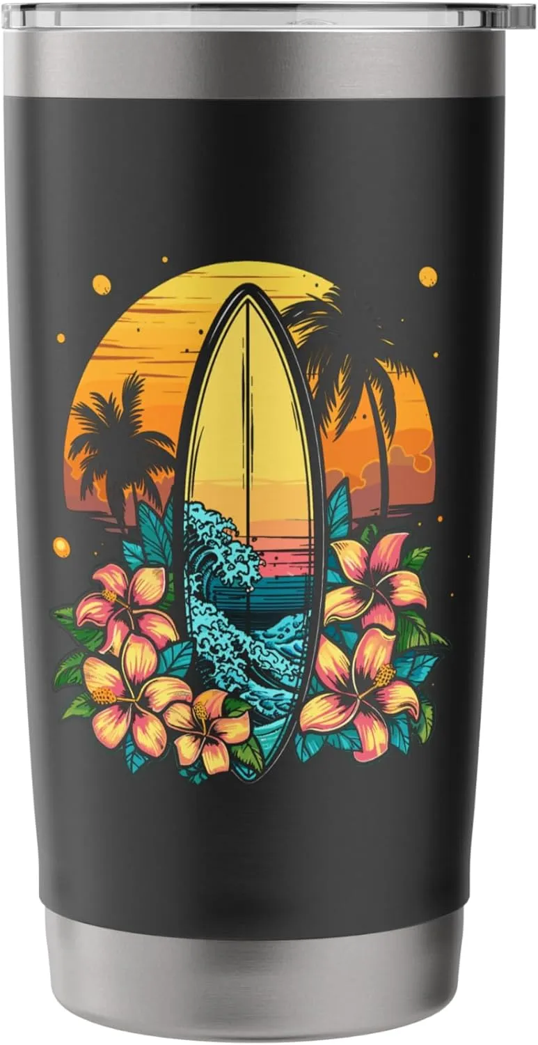 Surfboard Comic Look Surfing Trip Stainless Steel Insulated Tumbler