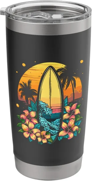 Surfboard Comic Look Surfing Trip Stainless Steel Insulated Tumbler