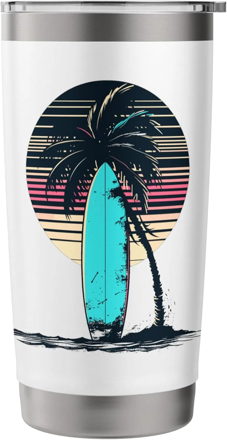 Surfboard Sketch Surfing Trip Stainless Steel Insulated Tumbler