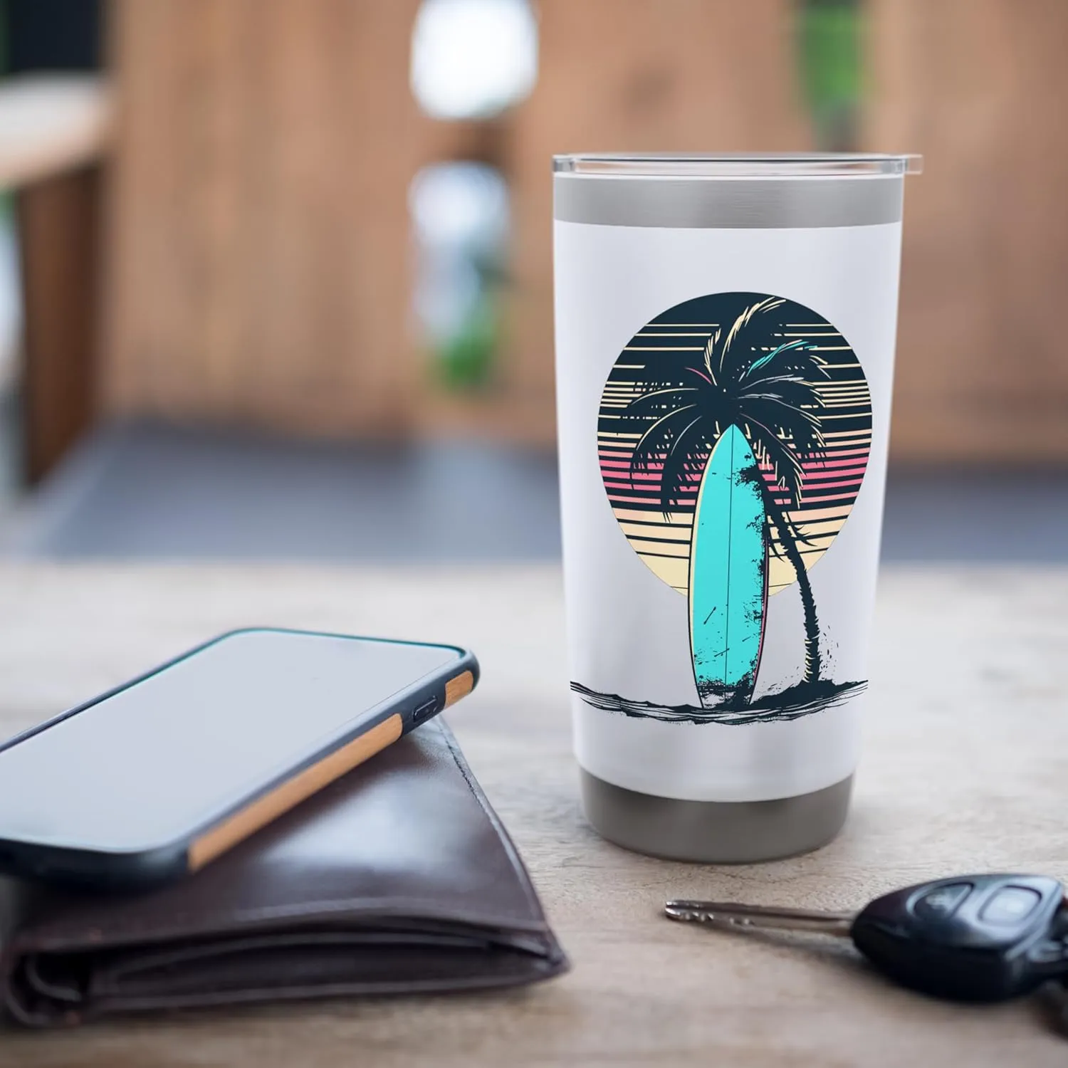 Surfboard Sketch Surfing Trip Stainless Steel Insulated Tumbler