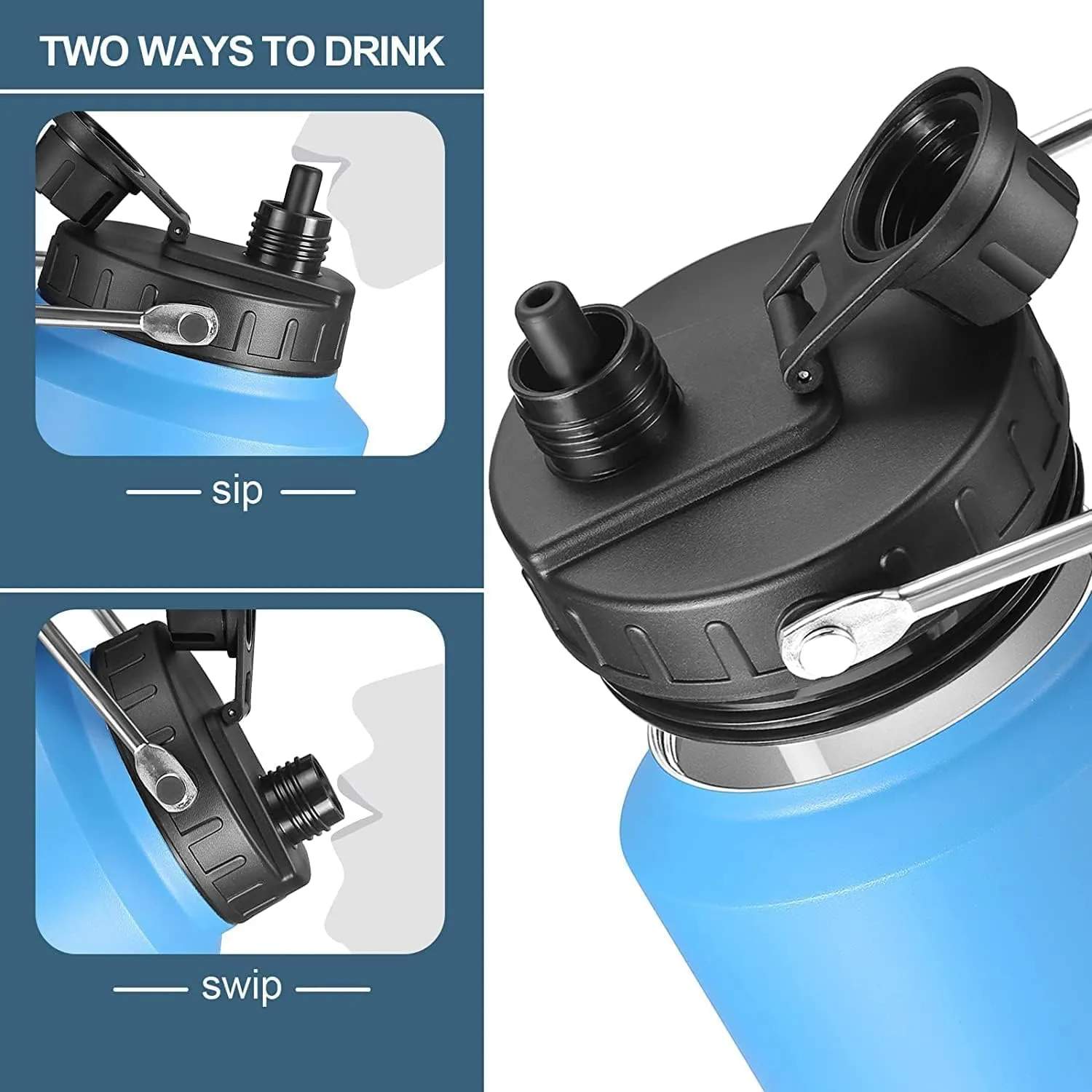 Sursip One Gallon Insulated Water Jug wtih Straw,128 Oz Water Bottle,18/8 Food-grade,Keep Drinking Hot and Cold,Sweat Proof,Great for Travel/Hiking/Camping/Sports/Gaming/Gift(Amry Green)