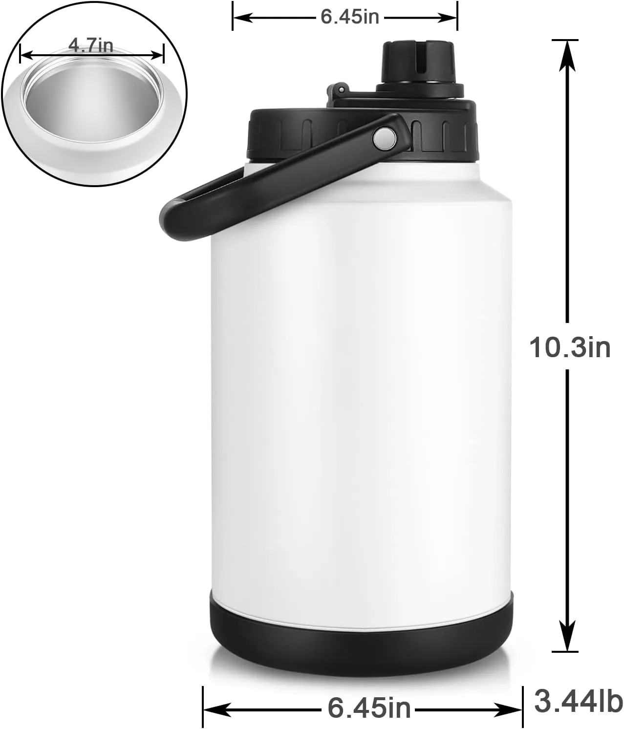 Sursip One Gallon Insulated Water Jug wtih Straw,128 Oz Water Bottle,18/8 Food-grade,Keep Drinking Hot and Cold,Sweat Proof,Great for Travel/Hiking/Camping/Sports/Gaming/Gift(Amry Green)