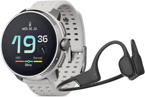 SUUNTO Race Stainless Steel GPS Sports Watch Birch, Sonic Bone Conduction Headphone Black