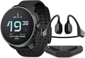SUUNTO Race Stainless Steel GPS Sports Watch Black, Wing Bone Conduction Headphone Black