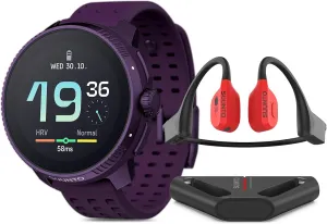 SUUNTO Race Titanium GPS Sports Watch Amethyst, Wing Bone Conduction Headphone Red