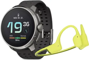 SUUNTO Race Titanium GPS Sports Watch Charcoal, Sonic Bone Conduction Headphone Lime