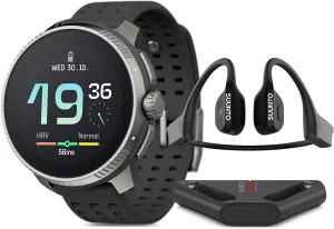 SUUNTO Race Titanium GPS Sports Watch Charcoal, Wing Bone Conduction Headphone Black