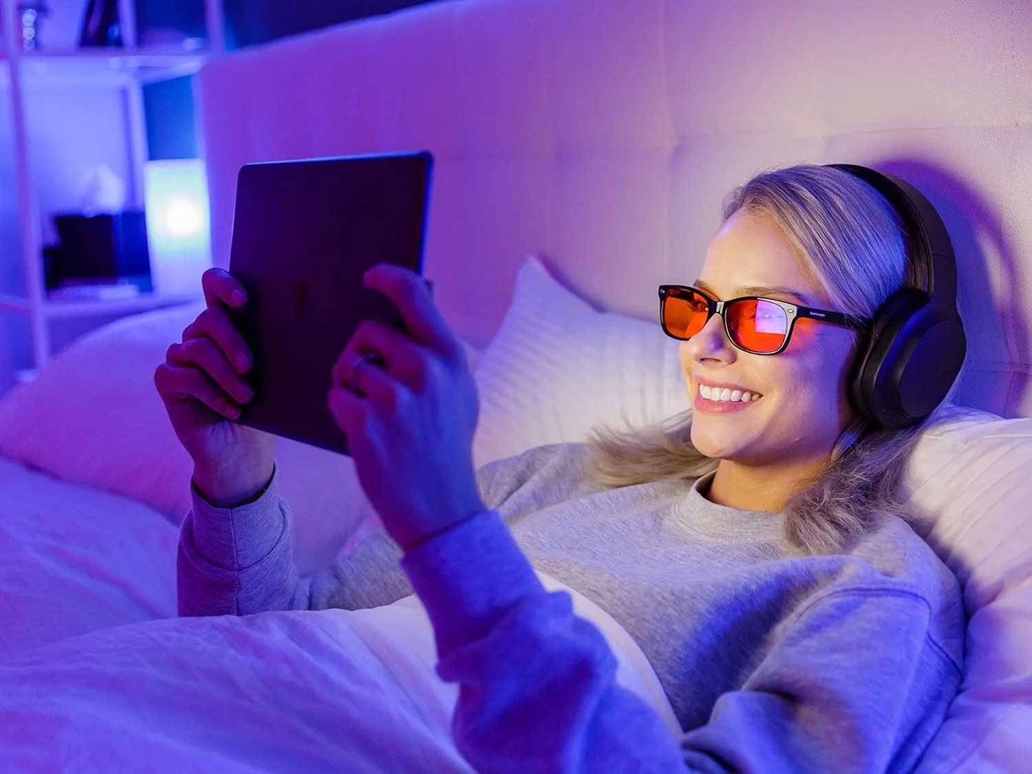 Swanwick Blue Light Blocking Glasses for Women, Men. Sleep Aid. Anti Eyestrain Headache for Computer, Gaming, TV, UV Glare