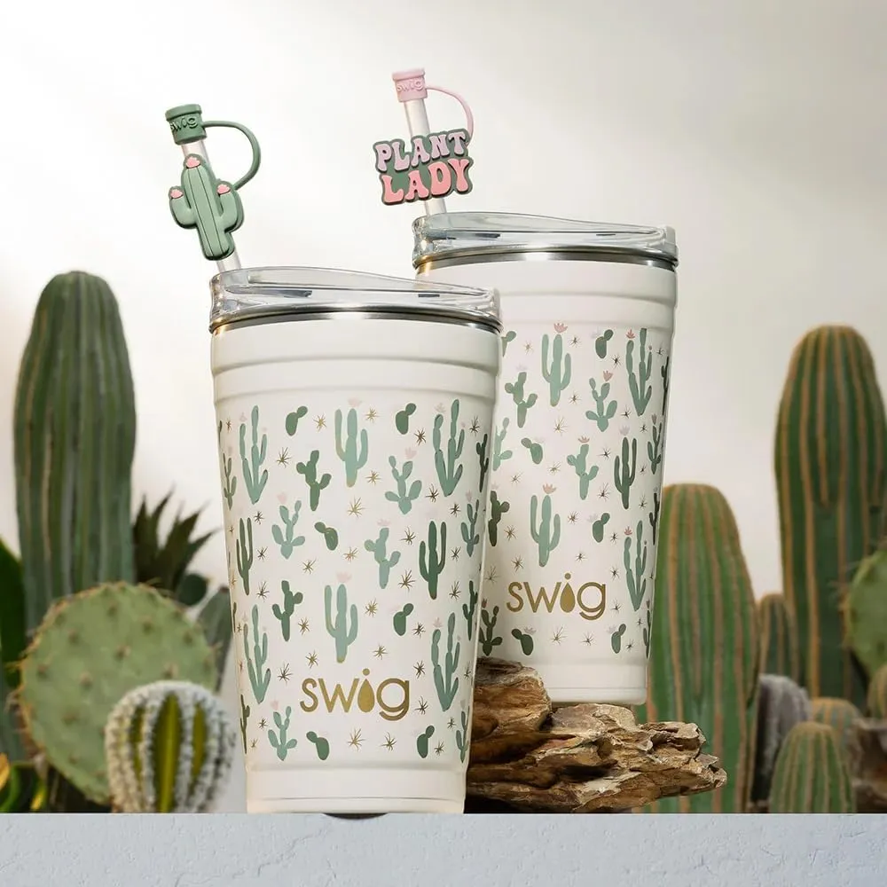 Swig Life 24oz Party Cup, Stackable Insulated Travel Coffee Tumbler with EZ Slider Lid, Cup Holder Friendly Travel Thermos, Stainless Steel 24 oz Tumbler, Reusable Coffee Mug (Desert Child)
