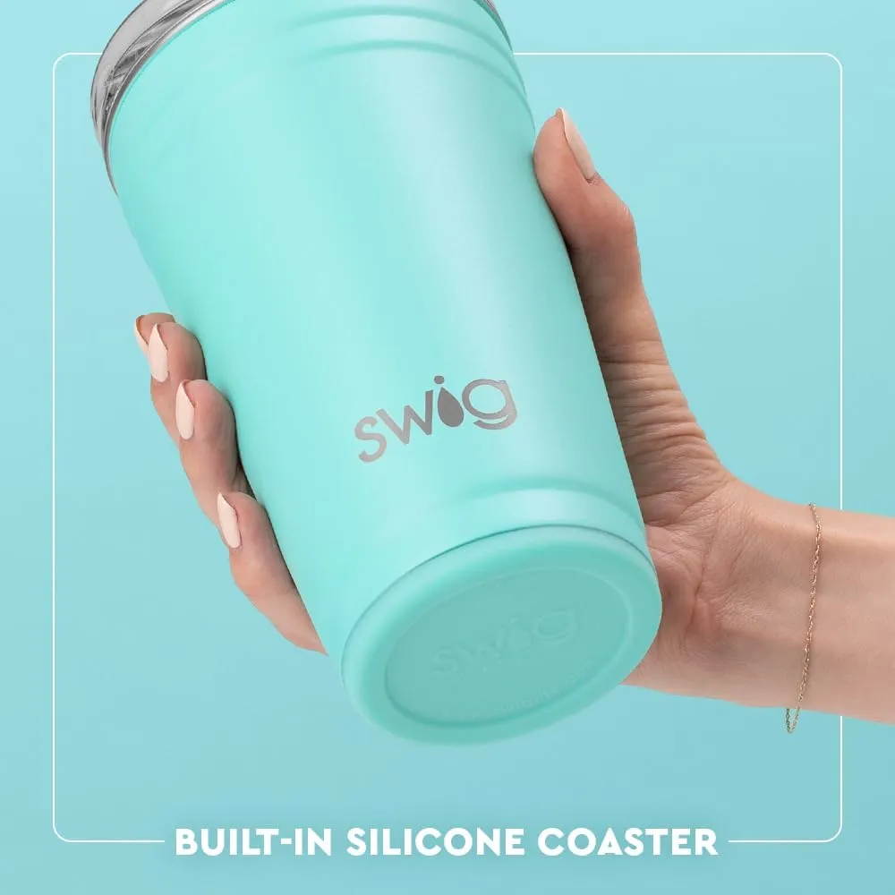 Swig Life 24oz Party Cup, Stackable Insulated Travel Coffee Tumbler with EZ Slider Lid, Cup Holder Friendly Travel Thermos, Stainless Steel 24 oz Tumbler, Reusable Coffee Mug (Desert Child)