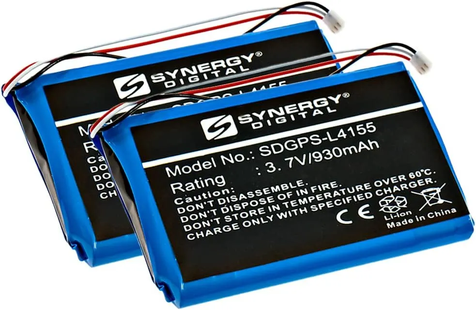 Synergy Digital GPS Batteries, Compatible with Garmin 361-00035-01 GPS Batteries (Li-Ion, 3.7V, 930 mAh), Set of 2