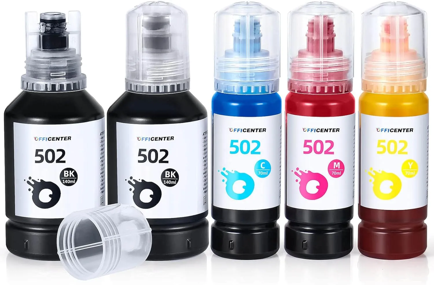 T502 502 Ink Refill Bottles for Ecotank ET2760 ET-4760 ET2750 ET-3760 ET-2850 ET-15000 ST-4000 ST-2000 ET-3710 ET-3850 ET-3750 ET-4850 ET-3830 ET4750 ET2700 ST3000 ET3700 Printer(2BK C M Y)