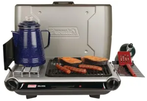Tabletop 2n1 Grill & Stove w/ 2 Adjustable Burners, Propane Grill/Stove