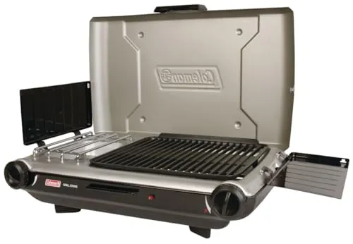 Tabletop 2n1 Grill & Stove w/ 2 Adjustable Burners, Propane Grill/Stove