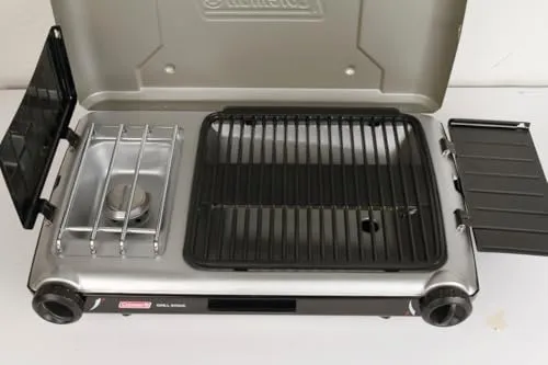 Tabletop 2n1 Grill & Stove w/ 2 Adjustable Burners, Propane Grill/Stove