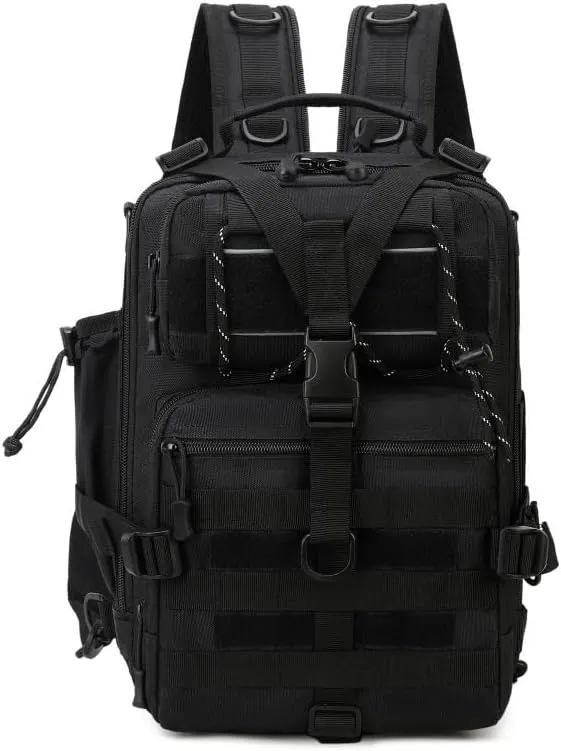 Tactical Backpack Military Molle Hiking 36-55L Outdoor mountaineering bag trekking touring fishing black