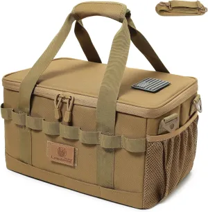 Tactical Camping Storage Bag 18L Tactical Utility Tote Bag Camping Cookware Organizer Trunk Organizer (Khaki)