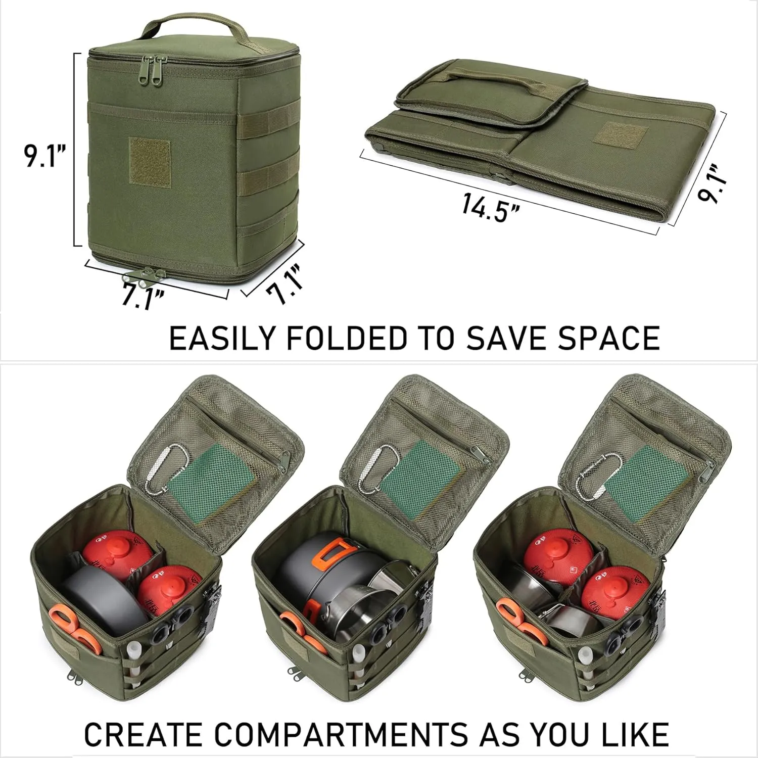 Tactical Camping Storage Bag 7L Utility Tote Bag Trunk Organizer (Coyote Brown)