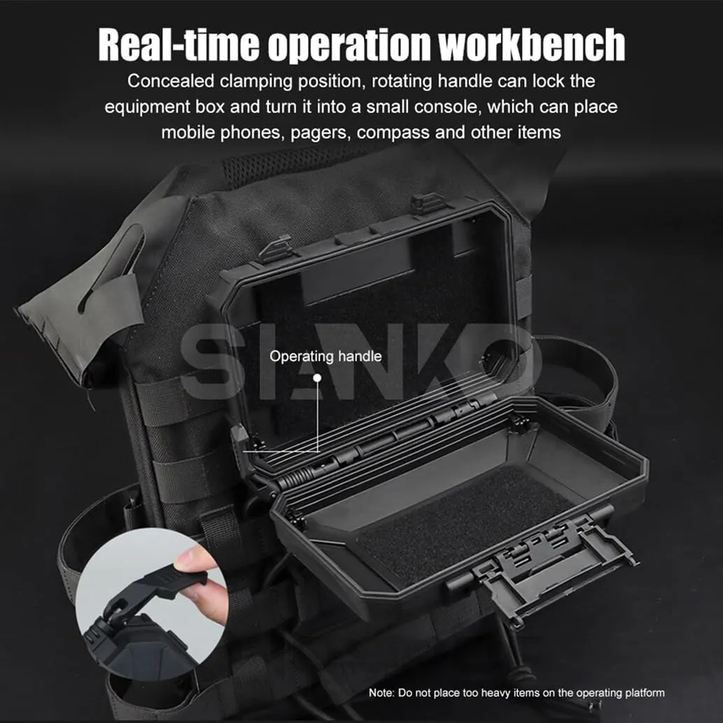Tactical Molle Tool Storage box,Chest Suspension Operating Platform Holder Box,Waterproof Shockproof Military Airsoft Paintball Gear Case (Black)