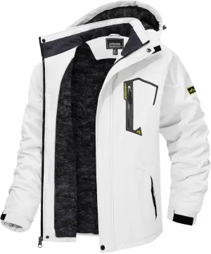 TACVASEN Men's Winter Skiing Jackets Water Resistant Fleece Coats Insulated Thermal Snowboard Jacket Parka Raincoat with Hood