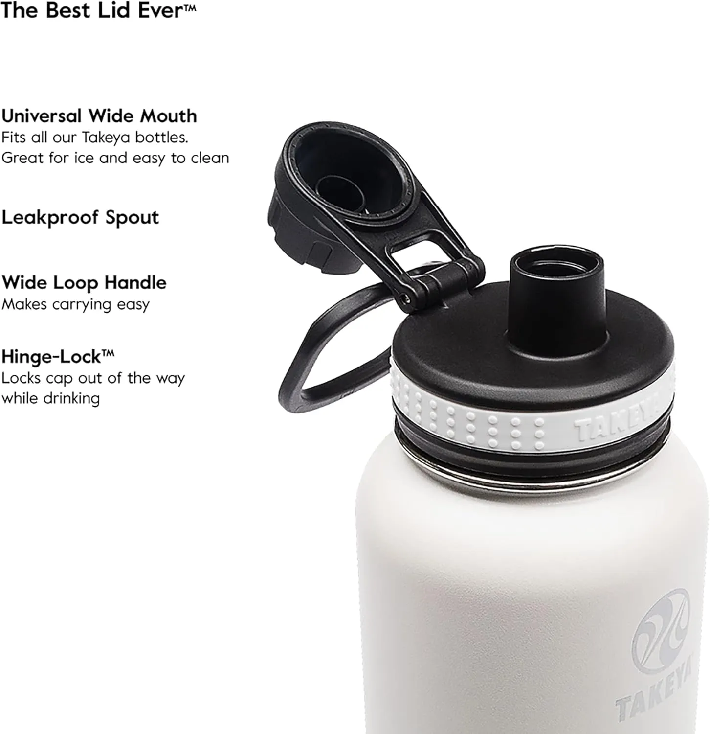 Takeya Originals 24 oz Vacuum Insulated Stainless Steel Water Bottle with Spout Lid, Black