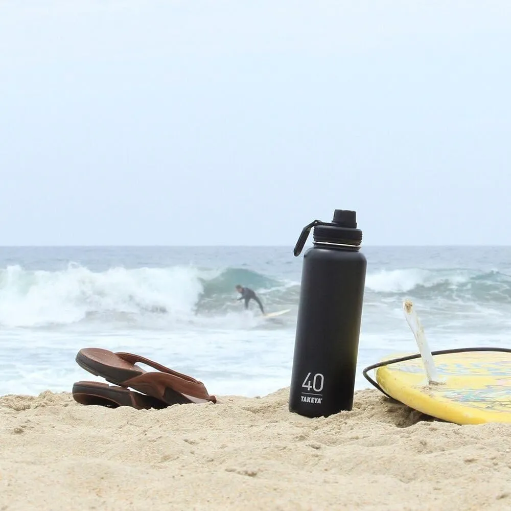 Takeya Originals Bottle Lid Replacement, Spout, Black & Actives Straw Lid for Insulated Water Bottle, Wide Mouth, Onyx