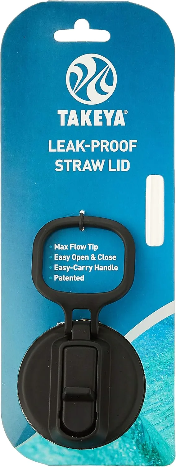 Takeya Originals Bottle Lid Replacement, Spout, Black & Actives Straw Lid for Insulated Water Bottle, Wide Mouth, Onyx