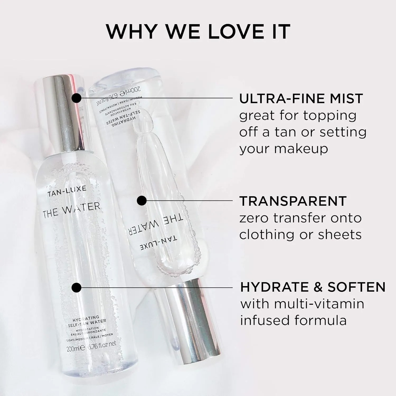 TAN-LUXE The Water - The Water Hydrating Self Tanner Mist - Vitamin Infused, Hydrating Tanning Water Mist - Cruelty & Toxin Free Spray Tanner