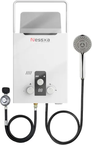 Tankless Water Heater Propane, 2.11 GPM RV with Digital Display,8L Portable Instant Hot Gas with Overheating Protection for Indoor and Camping,40,824 BTU