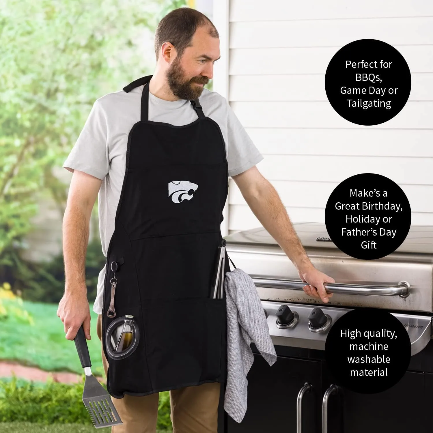 Team Sports America University of Michigan Grilling Apron | Bottle Opener and Insulated Beverage Holder | Adjustable Straps