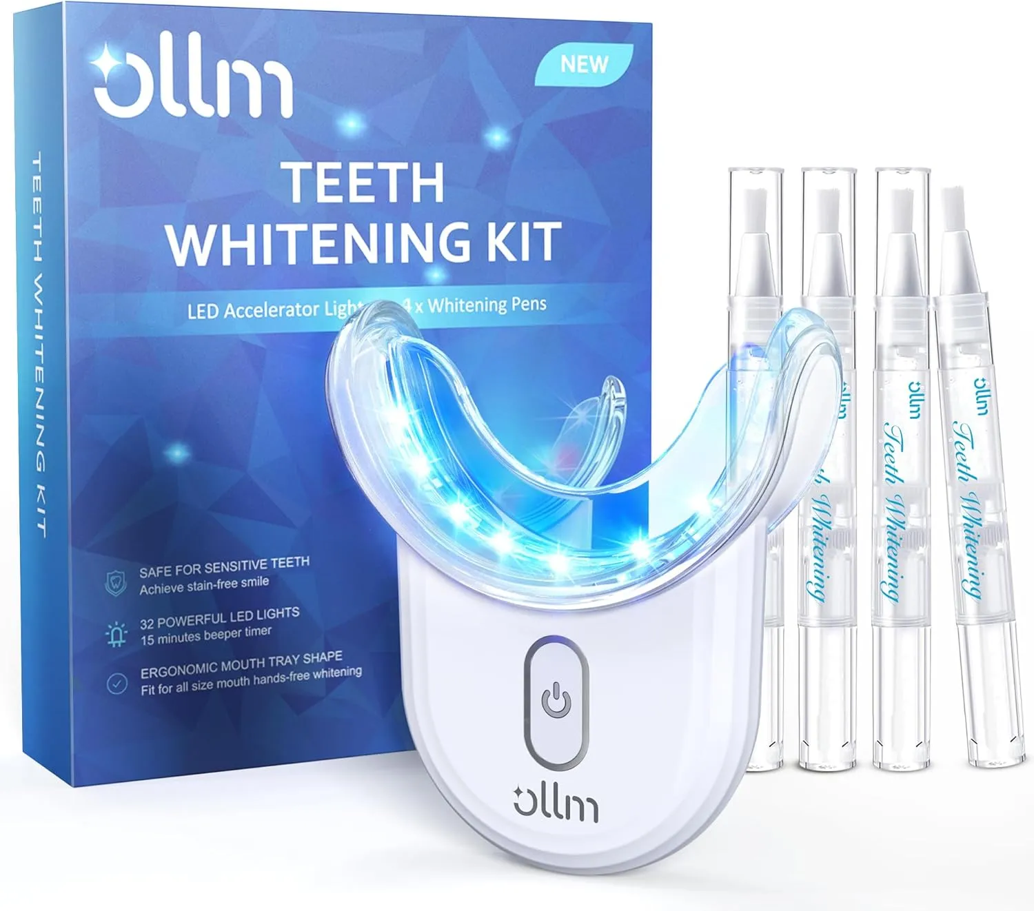Teeth Whitening Kit with LED Light - White Sensitive Tooth 35% Carbamide Peroxide Gel Pen Dental Mouth Trays Whitener Professional Bright Brace Product System for Home Work Travel